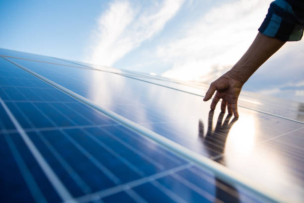 solar panel man working